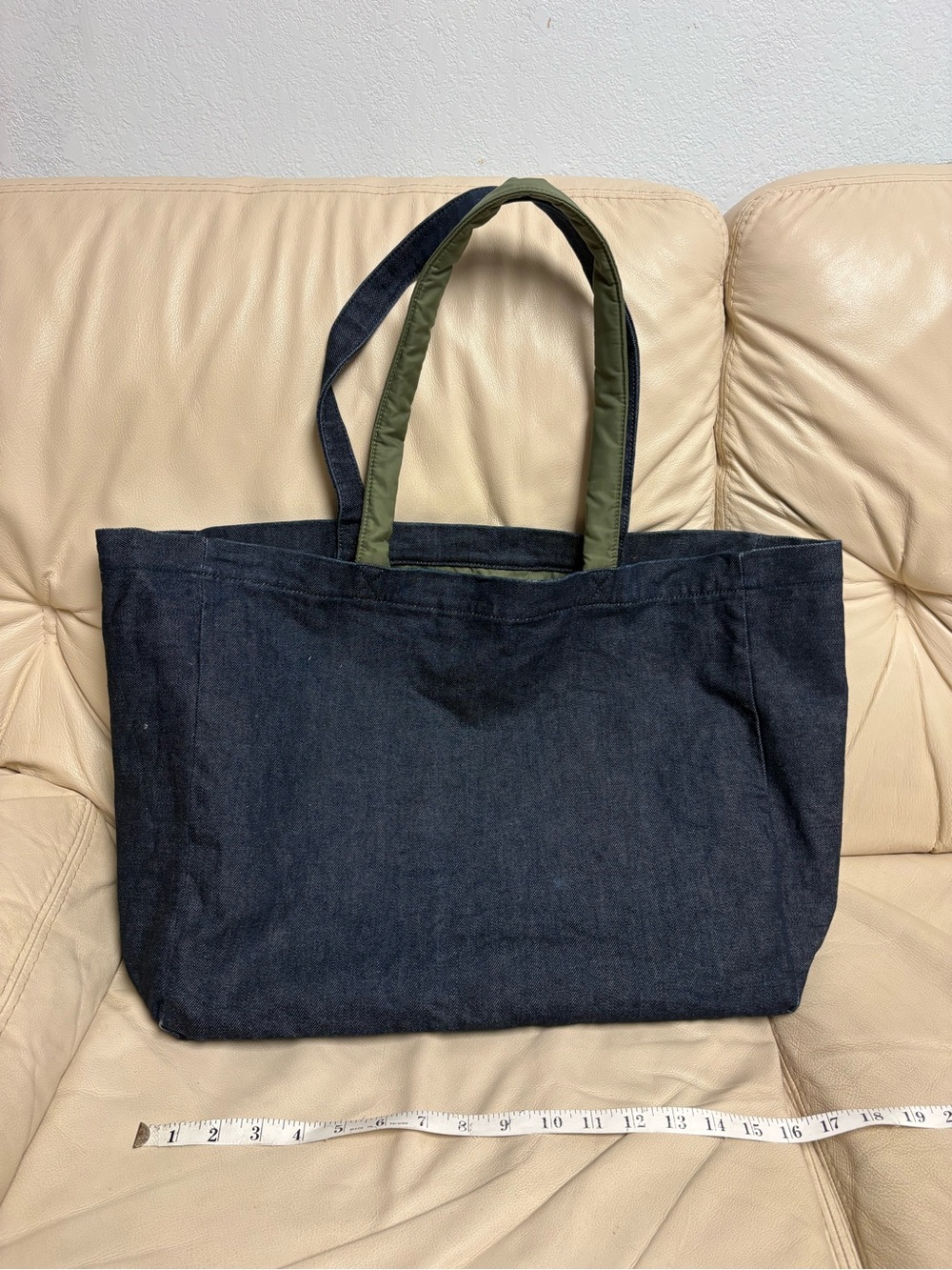 SACAI x APC Large Denim Tote Bag Reversible Green Nylon Bomber Jacket Style - Picture 2 of 13